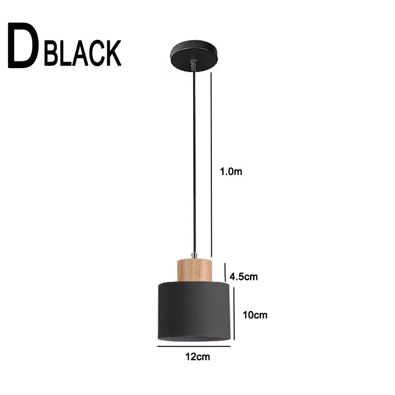 Hjemix | Nordisk LED Pendellamper Laget av Metall og Tre - Moderne Hengende Lamper for Spisestue og Kjøkken