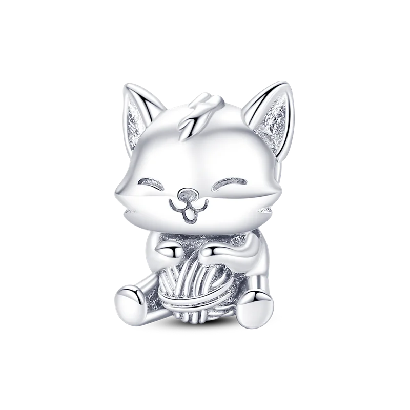 Hjemix | 925 Sølv Gylden Leopard Charms Perler Fargerik Kameleon Nesehorn Løve Skarabé Katt Anheng Kompatibel med Original Pandora Armbånd Smykker