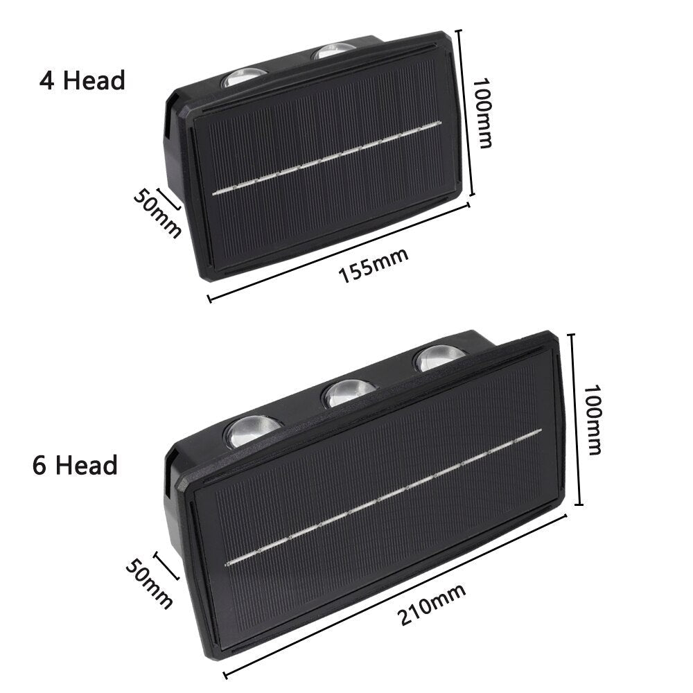 Hjemix | Solar LED Opp/Ned Utendørs Vegglampe Vanntett