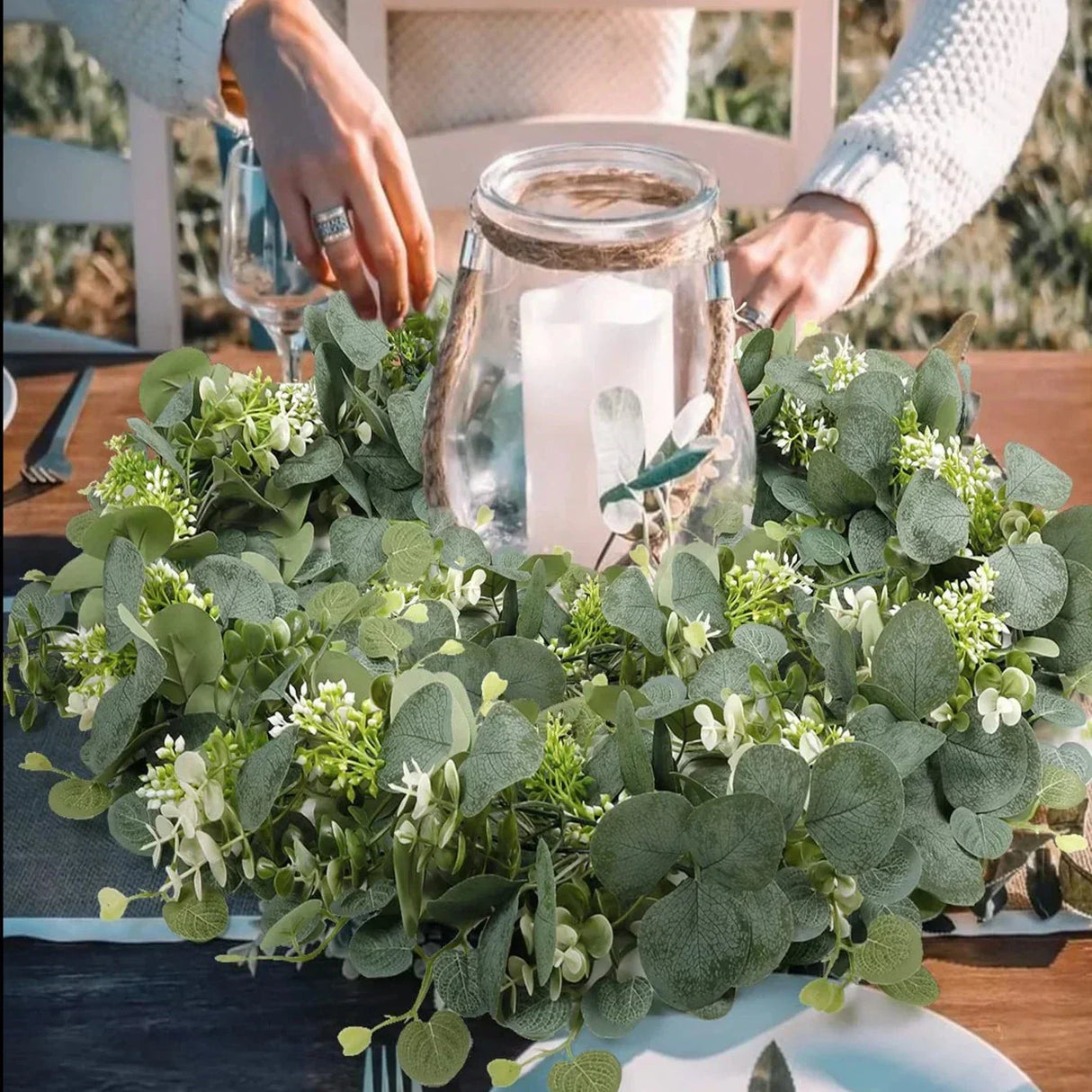 Hjemix | Garland - EucaGreen - Künstig Eukalyptus - 2-dels Sett