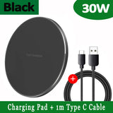 Hjemix | 30W Rask Trådløs Ladeplate | Premium USB C Ladekabel MagSafe Lader for Apple iPhone, Samsung & Android - Rask Trådløs Ladeplate