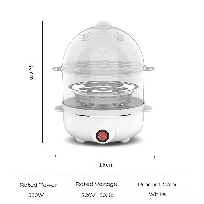 Hjemix | 220V Multifunksjonell elektrisk eggkoker - Dobbeltlag eggkoker og mini-dampkokeren for frokost på kjøkkenet