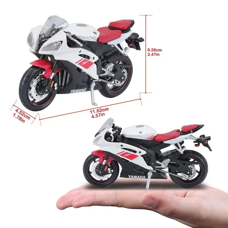 Hjemix | 1:18 Skala Yamaha R6 Legering Rulle Sportbike Figurer Diecasts Barn Leke Motorsykkel Racing Modell Replika Samlergave for Gutter