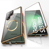 Hjemix | Metall Aluminiumlegering 360-deksel med sikkerhetslukking for Samsung Galaxy S24-S23 Serie