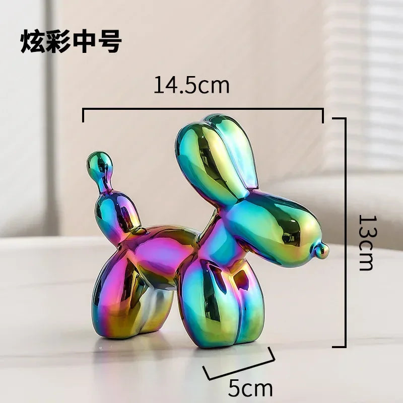 Hjemix | Nordisk Keramisk Ballonghund Skulptur Gull Dyre Dekorasjoner Statue Stue Ornament Kreativ Skrivebord Ornament Hjem Dekor