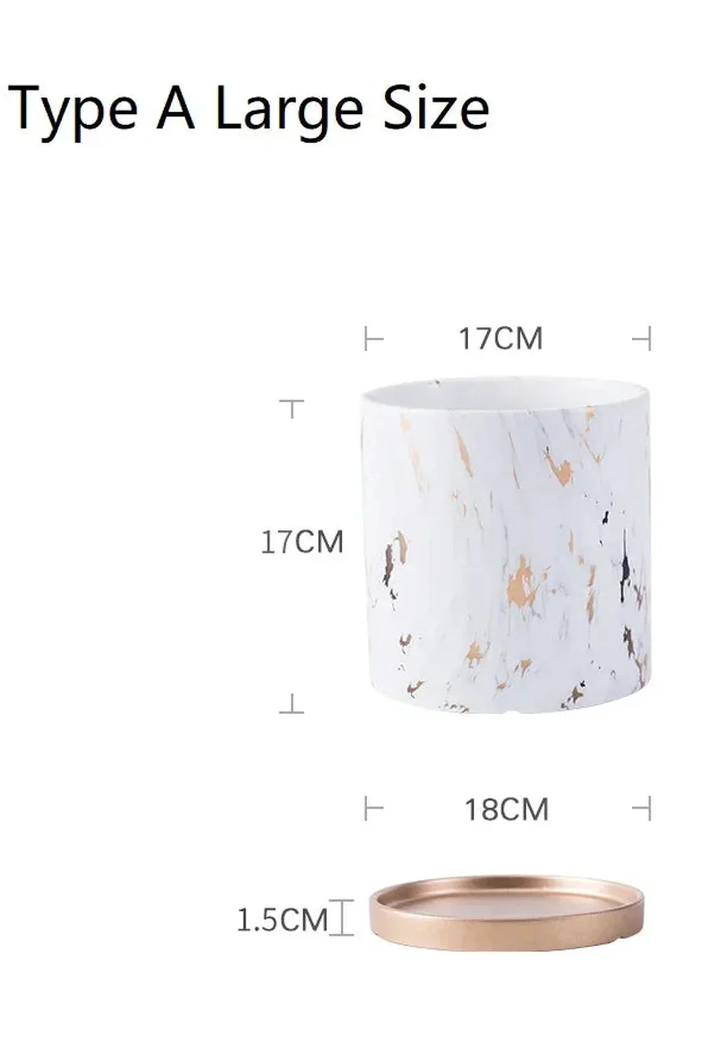 Hjemix | Marmor Gullblad Plantepotte Sett