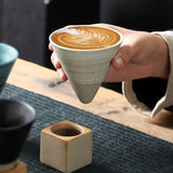 Hjemix | Japansk kaffekopp med fat, 1 stk, retro keramisk tekopp, krus, latte, espresso, pull0, blomster cappuccino, ny keramikkopp, 100 ml/3,5 oz