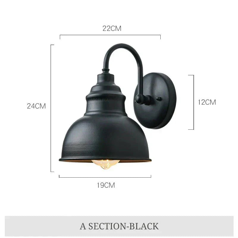 Hjemix | Vanntett Retro Utendørs Hage Veranda Vegglampe: Vintage Jern Vegglampe for Korridor, Trapp, Gårdsplass, Balkong, Villa