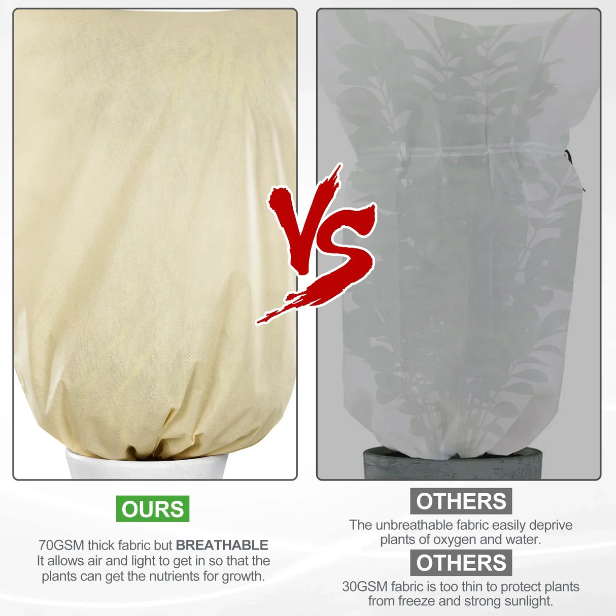 Hjemix | Vinterbeskyttelsestrekk for planter - Frostbeskyttelse med glidelås og snøring, pustende for palmer og potteplanter i hagen