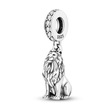 Hjemix | 925 Sølv Gylden Leopard Charms Perler Fargerik Kameleon Nesehorn Løve Skarabé Katt Anheng Kompatibel med Original Pandora Armbånd Smykker