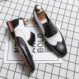 Hjemix | Men’s Luxury Shoes Brogue Lace-up Casual British Style Kontrastfarge Oxford Kontor