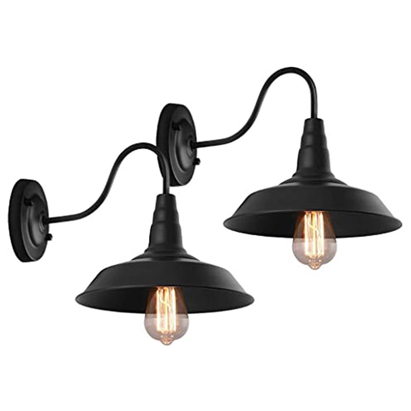 Hjemix | Noctura Klassisk Vegglampe | Vintage Design | Jernramme med Rund Glasskjerm | 1-Lys Spisestue Belysning