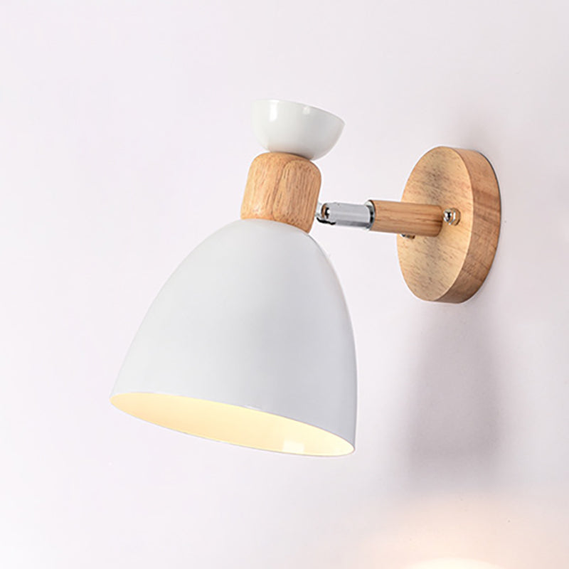 Hjemix | Moderne Minimalistisk Rund Horn Aluminium Tre 1-Lys Vegglampe for Soverom