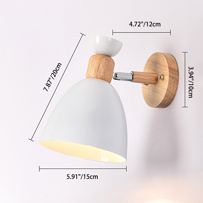 Hjemix | Moderne Minimalistisk Rund Horn Aluminium Tre 1-Lys Vegglampe for Soverom