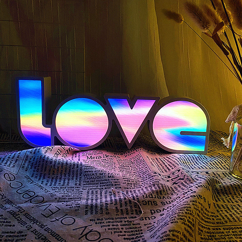 Hjemix | Modern Art Deco vanntett PS LOVE bokstaver LED bordlampe for soverommet