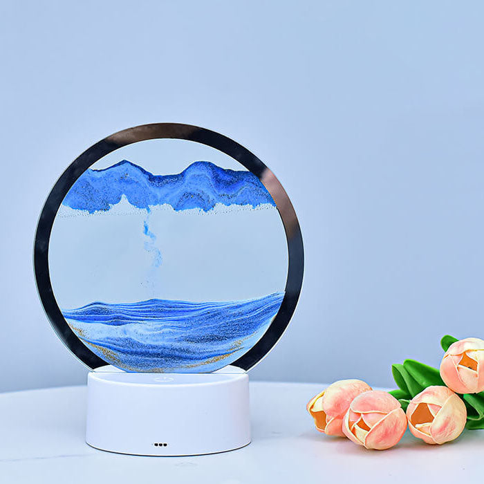 Hjemix | Kreativ Rund Timeglass Quicksand 3D LED Nattlampe Bordlampe