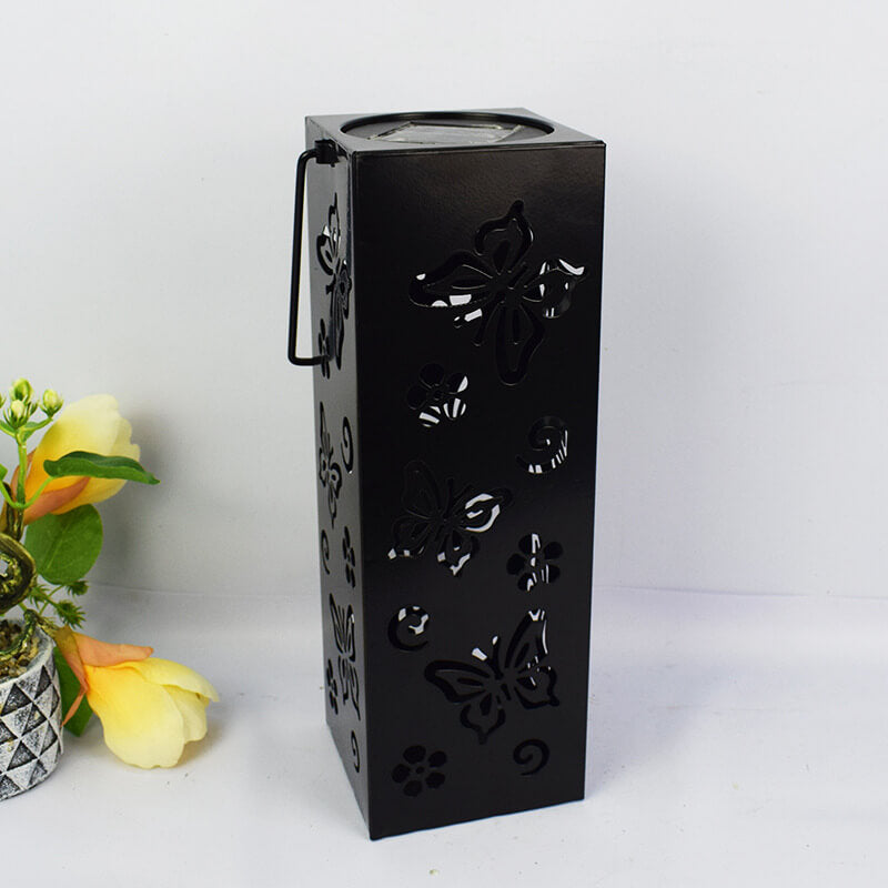 Hjemix | Solar Butterfly Rose Pattern Hollow Column LED Utendørs Vanntett Dekorativ Lampe