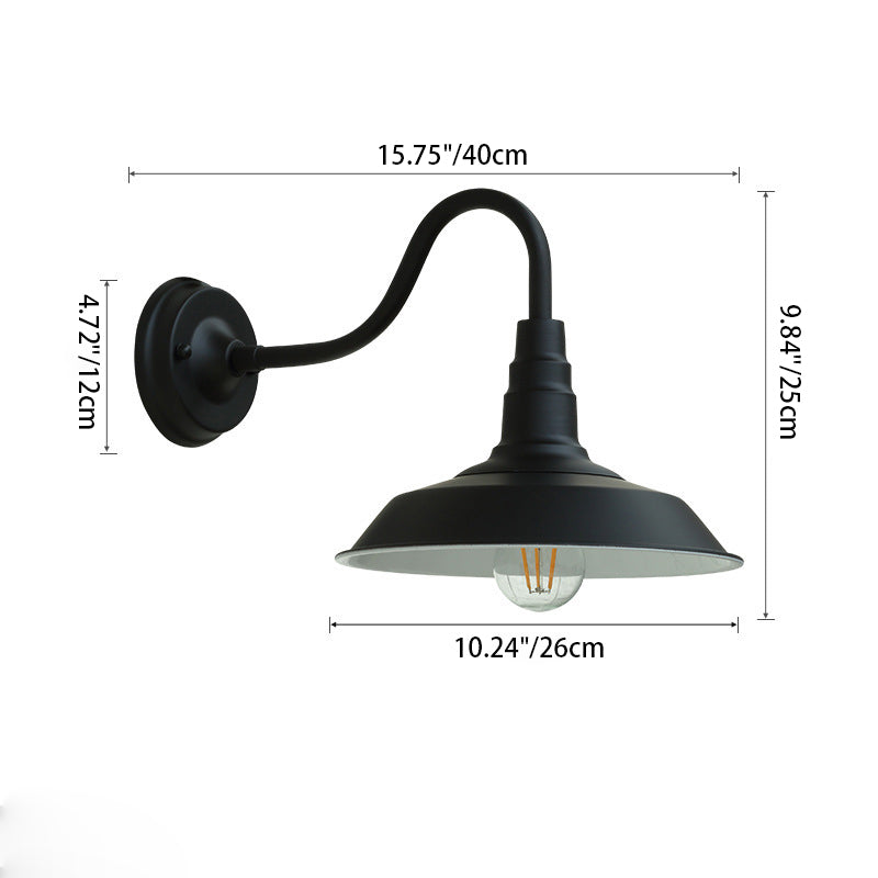Hjemix | Noctura Klassisk Vegglampe | Vintage Design | Jernramme med Rund Glasskjerm | 1-Lys Spisestue Belysning