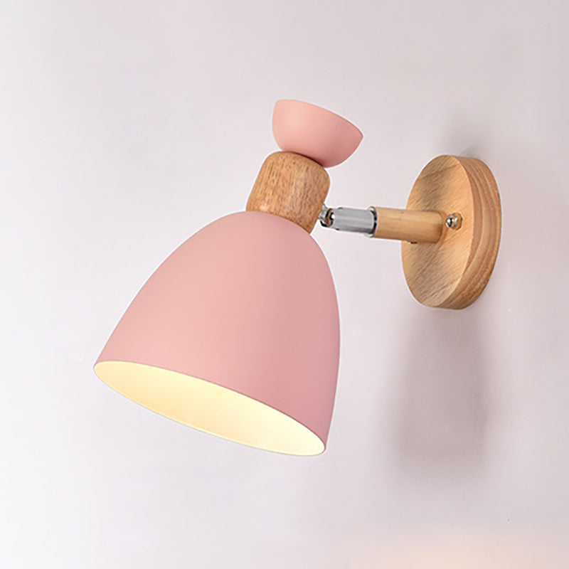 Hjemix | Moderne Minimalistisk Rund Horn Aluminium Tre 1-Lys Vegglampe for Soverom