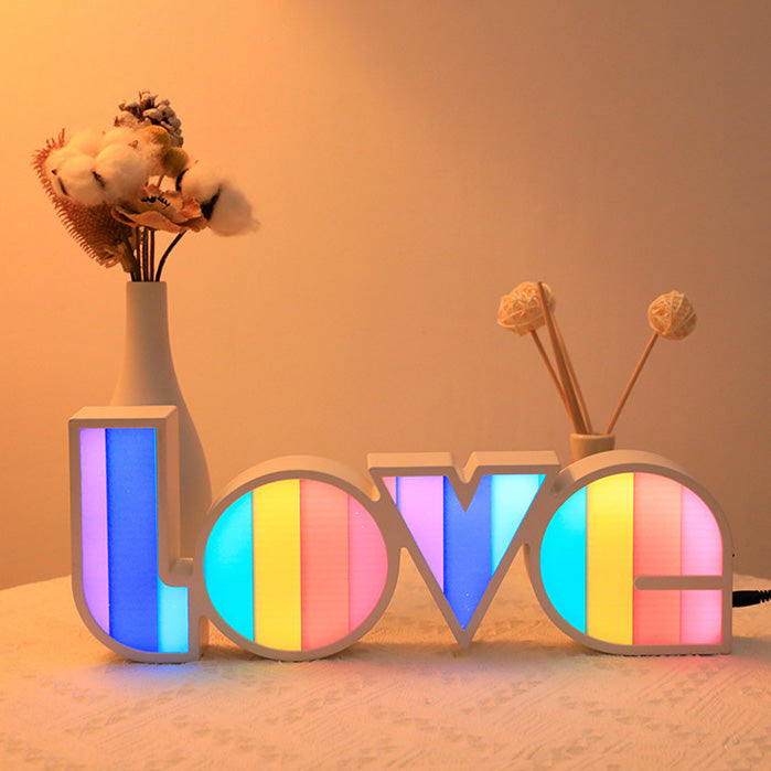 Hjemix | Modern Art Deco vanntett PS LOVE bokstaver LED bordlampe for soverommet