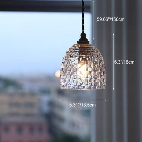 Hjemix | Tradisjonell Fransk Messing Ruter Glass Blomst Form 1-Lys Pendellampe For Stue