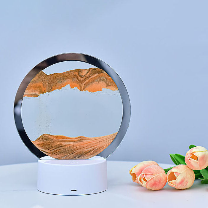 Hjemix | Kreativ Rund Timeglass Quicksand 3D LED Nattlampe Bordlampe
