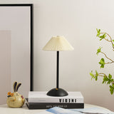 Hjemix | Moderne skandinavisk oppladbar jernstoff cone plisserte LED bordlampe for nattbord