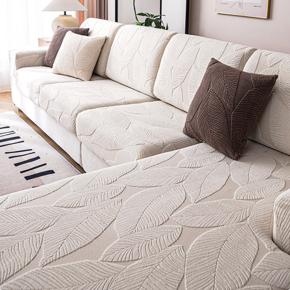 Hjemix | Moderne Blader Jacquard Vanntett Anti-Ripe Stretch Full Dekke Sofa Dekke