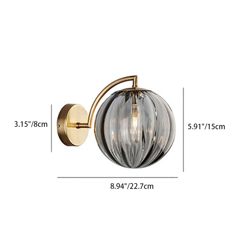Hjemix | Moderne Skandinavisk Rund Ball Jern Glass 1-Lys Vegglampe for Stue