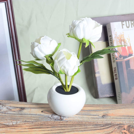Hjemix | Moderne Kreativ Simulering Tulipan Peony LED Nattlys Bordlampe