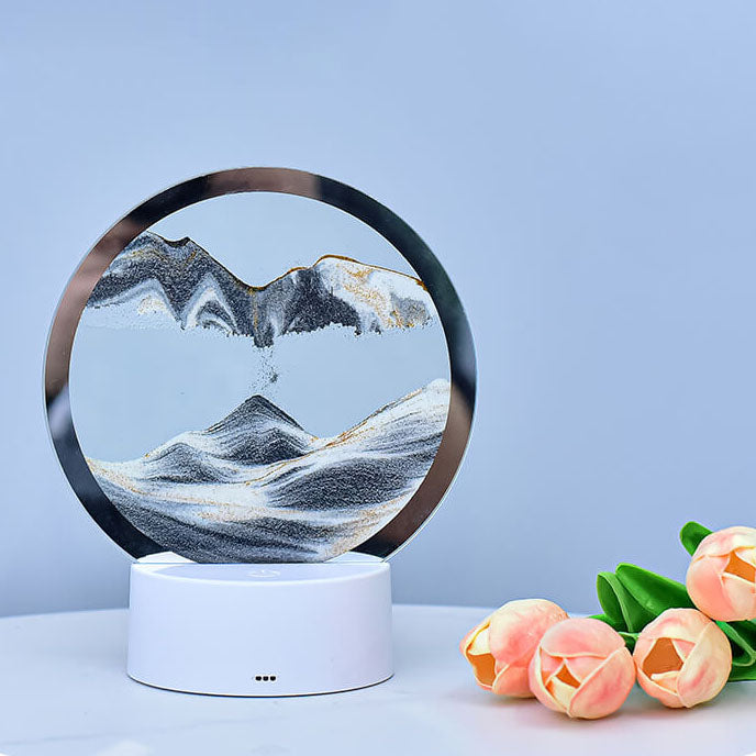 Hjemix | Kreativ Rund Timeglass Quicksand 3D LED Nattlampe Bordlampe