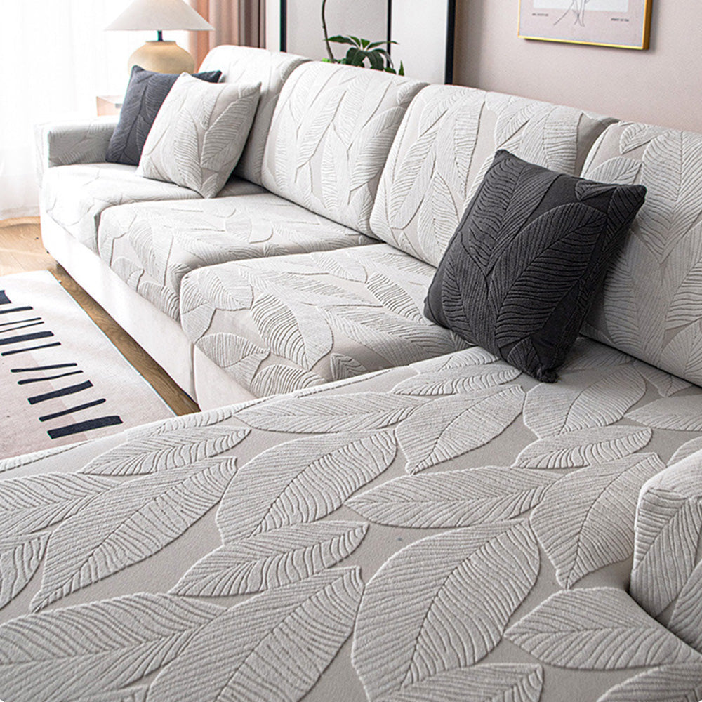 Hjemix | Moderne Blader Jacquard Vanntett Anti-Ripe Stretch Full Dekke Sofa Dekke