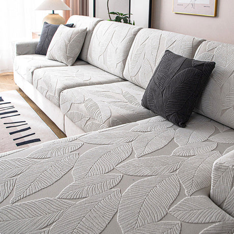 Hjemix | Moderne Blader Jacquard Vanntett Anti-Ripe Stretch Full Dekke Sofa Dekke