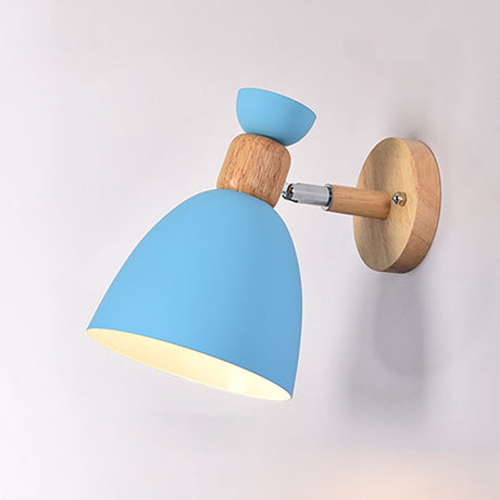 Hjemix | Moderne Minimalistisk Rund Horn Aluminium Tre 1-Lys Vegglampe for Soverom