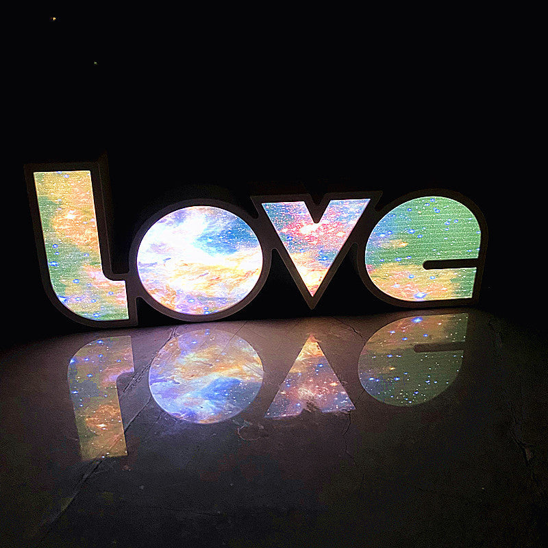 Hjemix | Modern Art Deco vanntett PS LOVE bokstaver LED bordlampe for soverommet