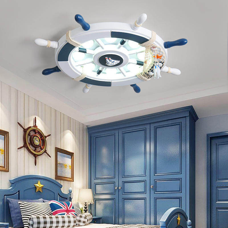 Hjemix | NautiGlow Barnerom LED Taklampe | Seilbåt Design | Tegneseriestil | Ambient Belysning