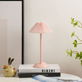 Hjemix | Moderne skandinavisk oppladbar jernstoff cone plisserte LED bordlampe for nattbord