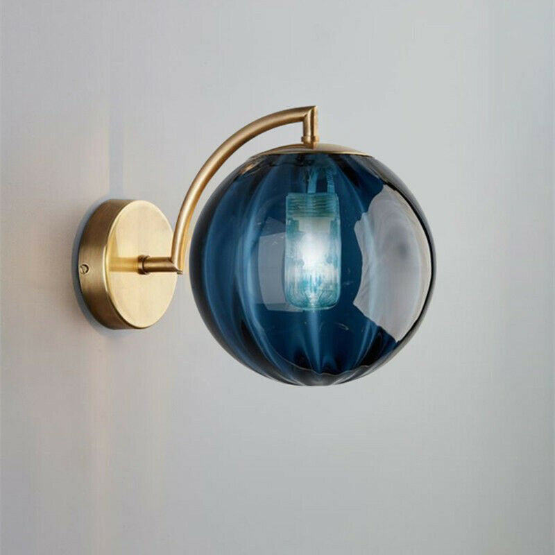 Hjemix | Moderne Skandinavisk Rund Ball Jern Glass 1-Lys Vegglampe for Stue