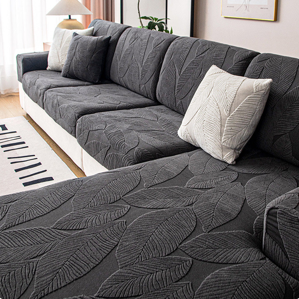 Hjemix | Moderne Blader Jacquard Vanntett Anti-Ripe Stretch Full Dekke Sofa Dekke