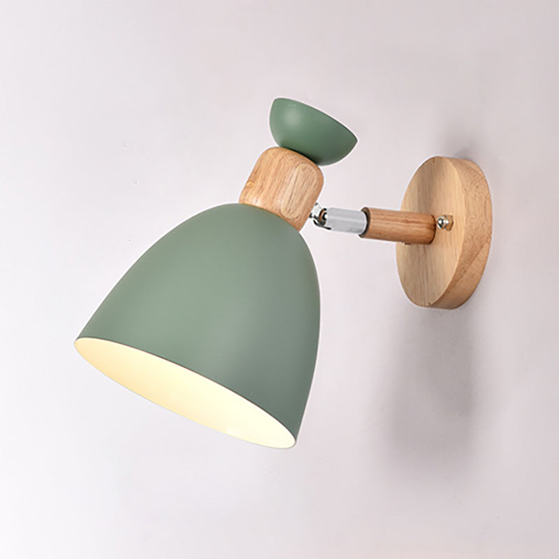 Hjemix | Moderne Minimalistisk Rund Horn Aluminium Tre 1-Lys Vegglampe for Soverom