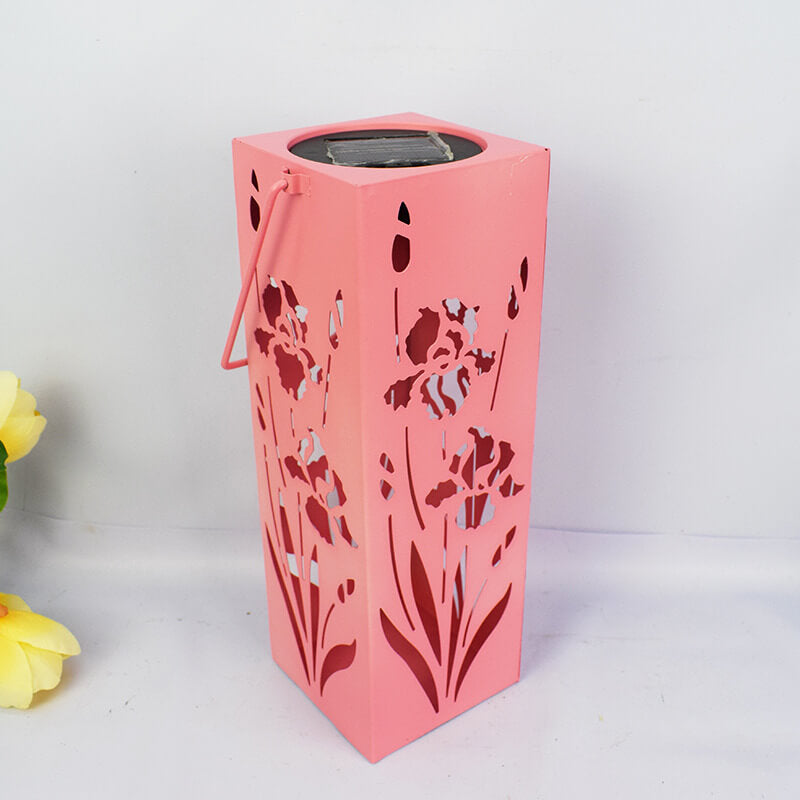 Hjemix | Solar Butterfly Rose Pattern Hollow Column LED Utendørs Vanntett Dekorativ Lampe