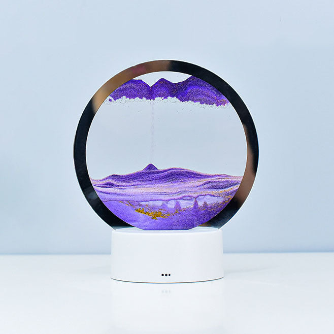 Hjemix | Kreativ Rund Timeglass Quicksand 3D LED Nattlampe Bordlampe
