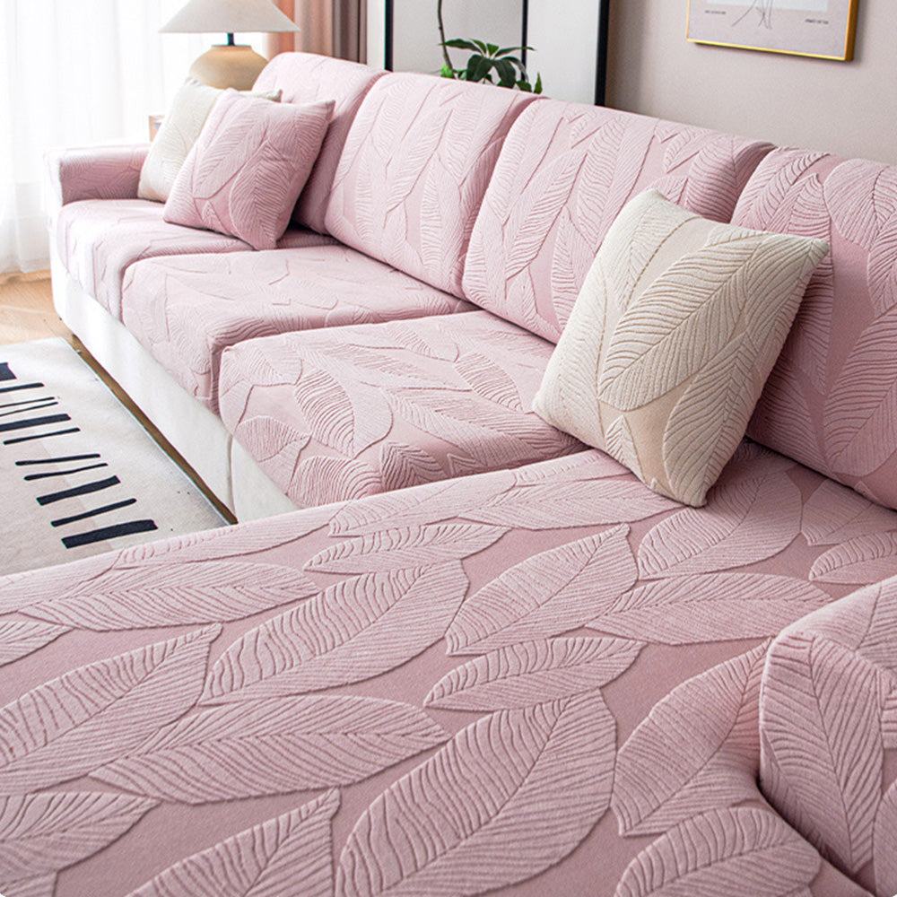 Hjemix | Moderne Blader Jacquard Vanntett Anti-Ripe Stretch Full Dekke Sofa Dekke