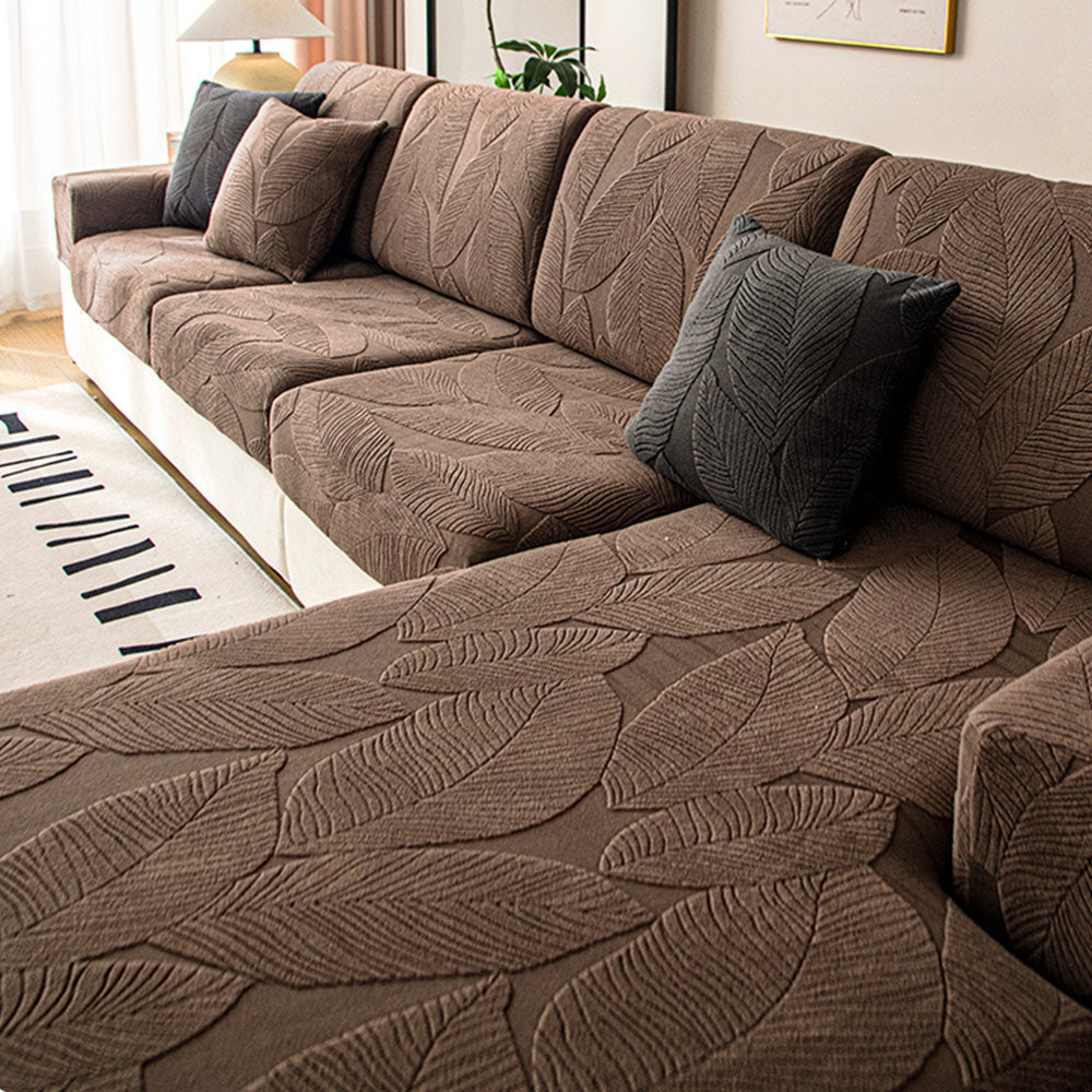 Hjemix | Moderne Blader Jacquard Vanntett Anti-Ripe Stretch Full Dekke Sofa Dekke