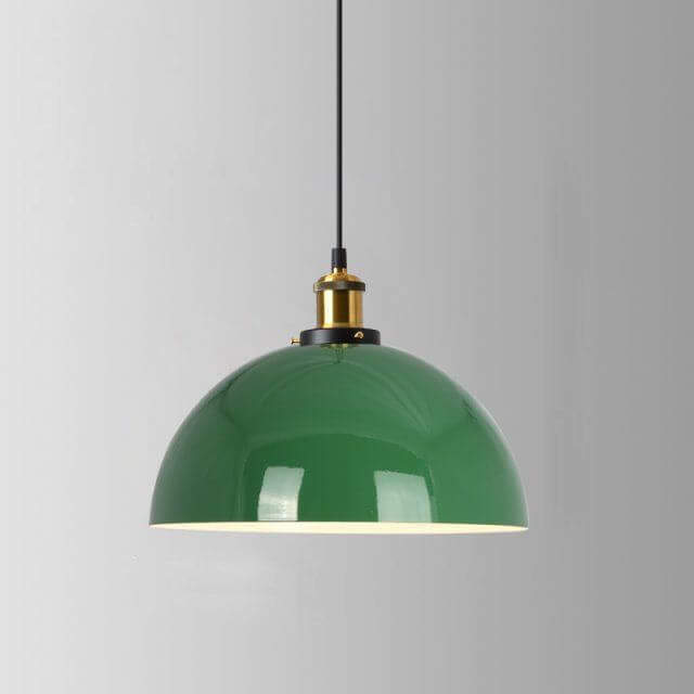 Hjemix | RetroDome Industriell Vintage Pendellampe | Grønn Jernkuppel Design | Enkelt Lys | Rustikk Takbelysning