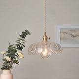 Hjemix | Moderne Art Deco Solsikke Lotusblad Glasskjerm Messing 1-Lys Pendellampe for Stue