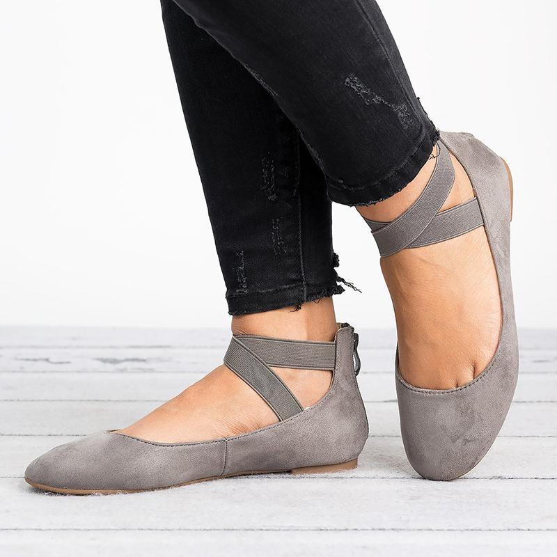 Hjemix | Kvinner Pu Nubuck Flate Casual Ballerina Sko