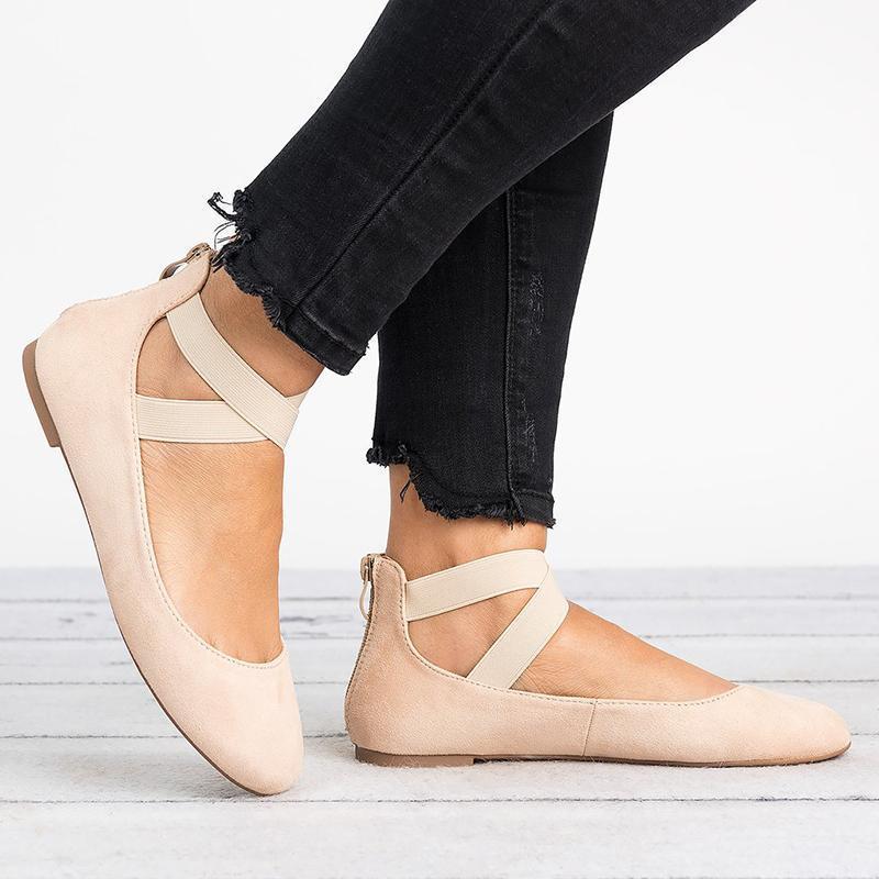 Hjemix | Kvinner Pu Nubuck Flate Casual Ballerina Sko