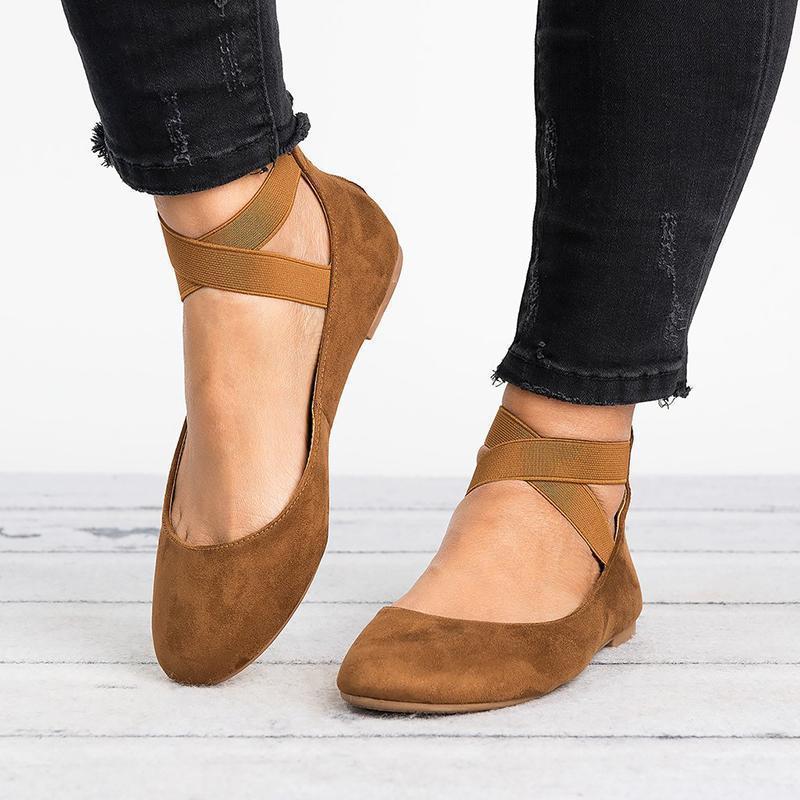 Hjemix | Kvinner Pu Nubuck Flate Casual Ballerina Sko