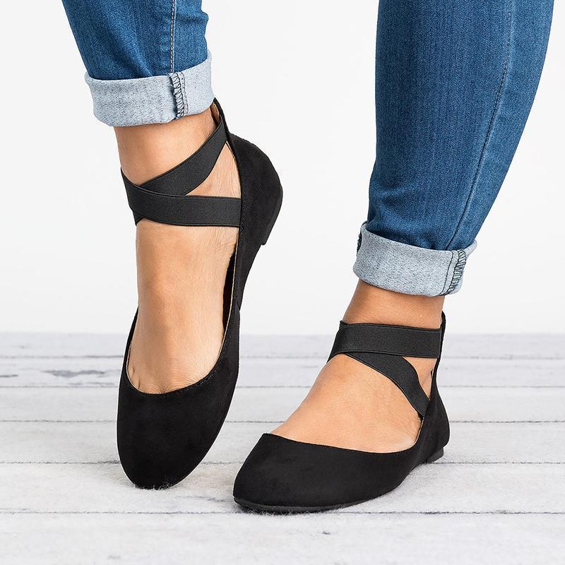 Hjemix | Kvinner Pu Nubuck Flate Casual Ballerina Sko